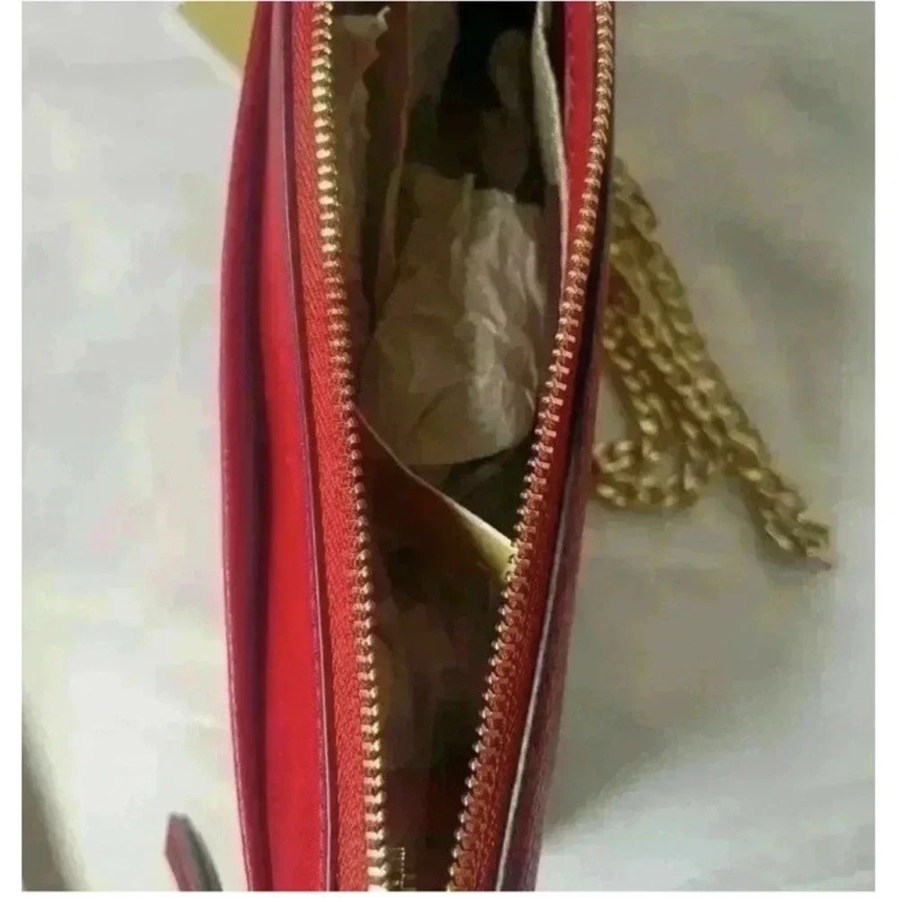 Michael Kors Empire Crimson Red Leather Convertible Crossbody Bag 32H3G8EC7L